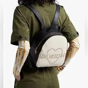 LOVE MOSCHINO Studded two-tone pebbled-leather backpack IMG_0788.jpg?crop=center&  main image 3